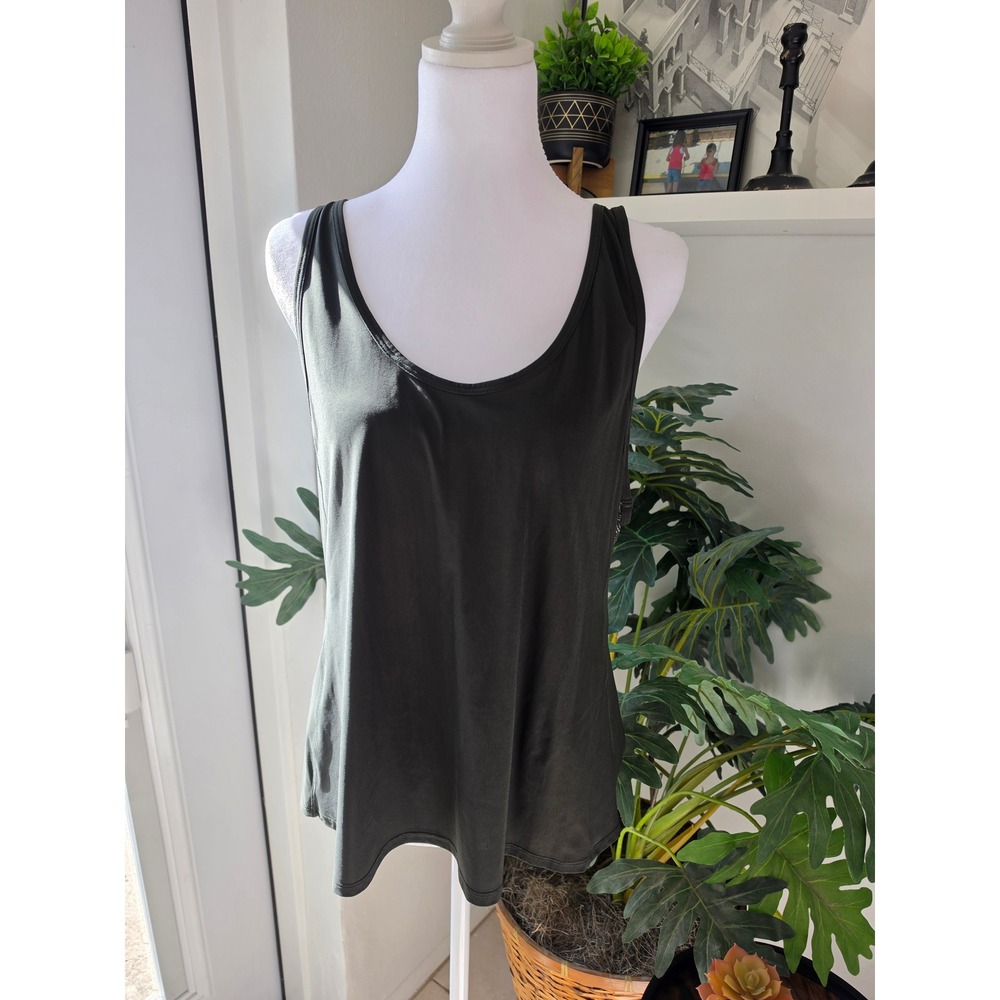 Lululemon Mesh Back Tank Top Dark Olive Green Open Back Yoga Gym Women Size 4‎